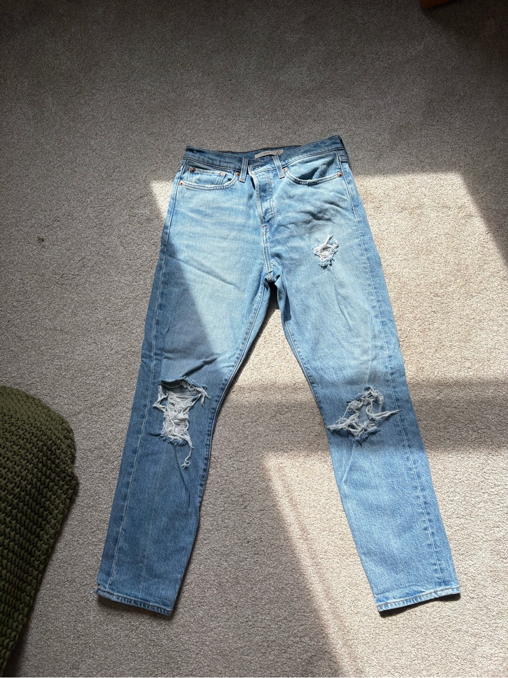 Levi's Light Blue Straight-Leg Distressed Jeans